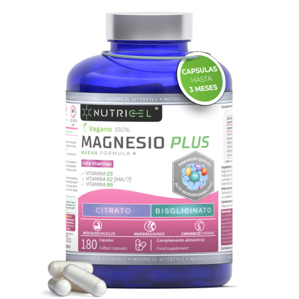 Magnesio Plus: Citrato + Bisglicinato con B6, D3 y K2
